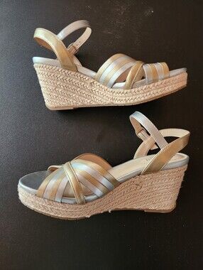 Reaction Kenneth Cole Metallic Gold and Silver Espadrille Wedges